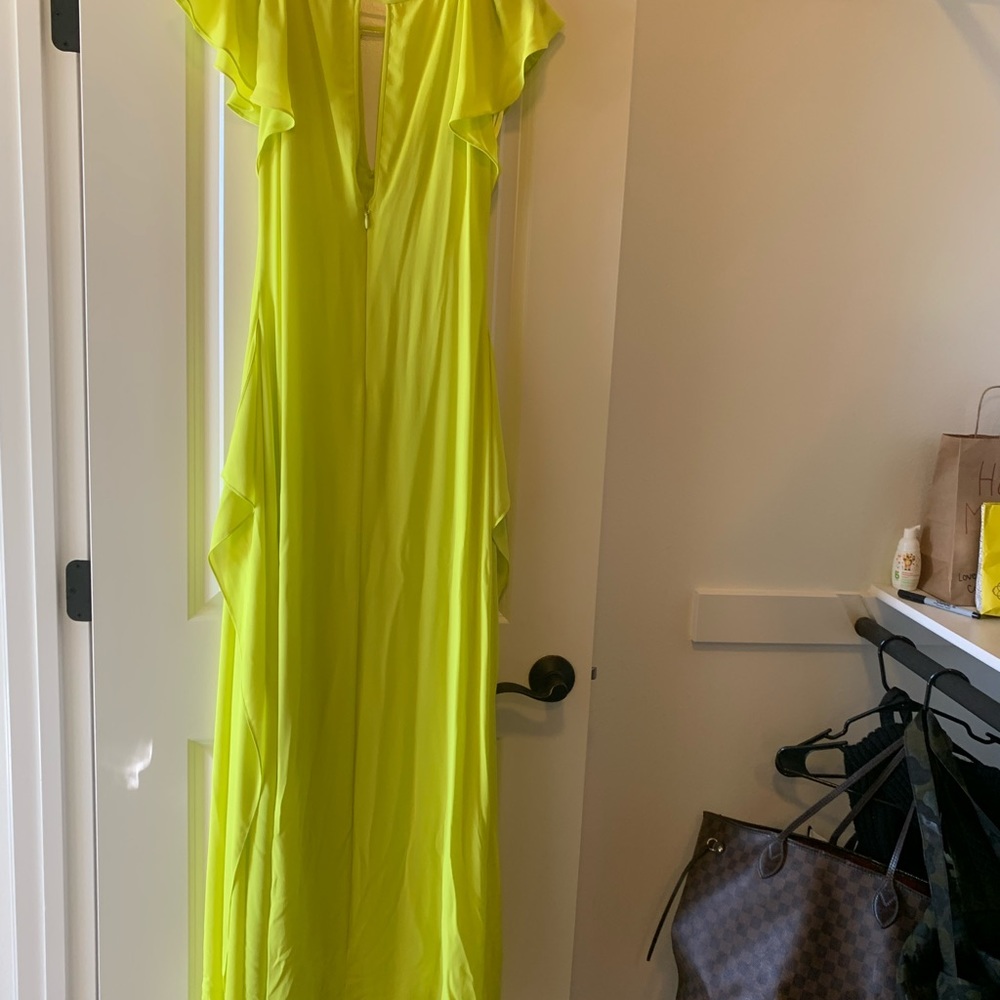 Julianne style lime green maxi floor length dress bcbg